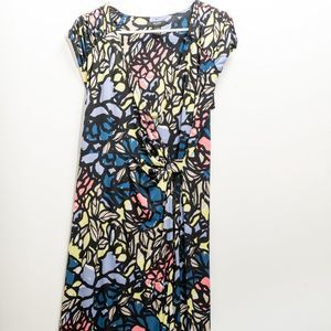 Alfani petite medium floral midi dress V-neck with gathered waist multi color